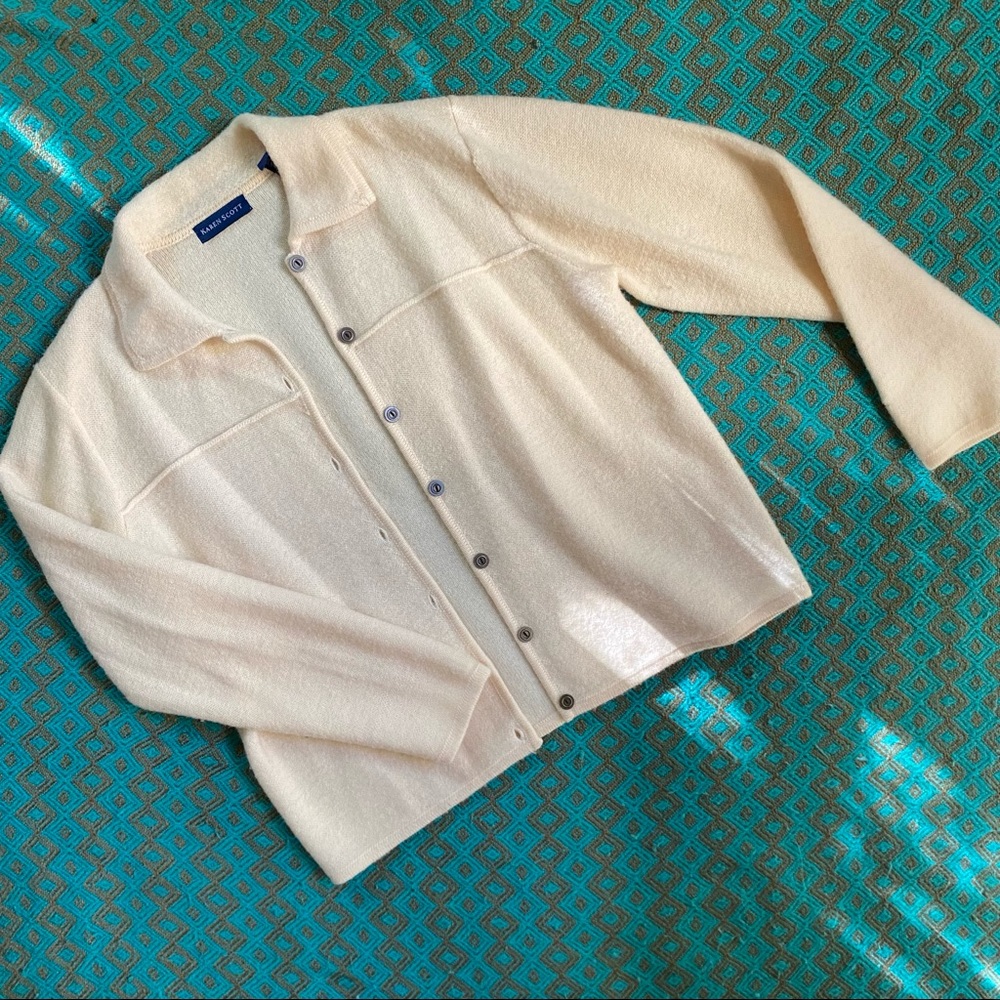 Karen Scott Wool Button Up Sweater/Cardigan